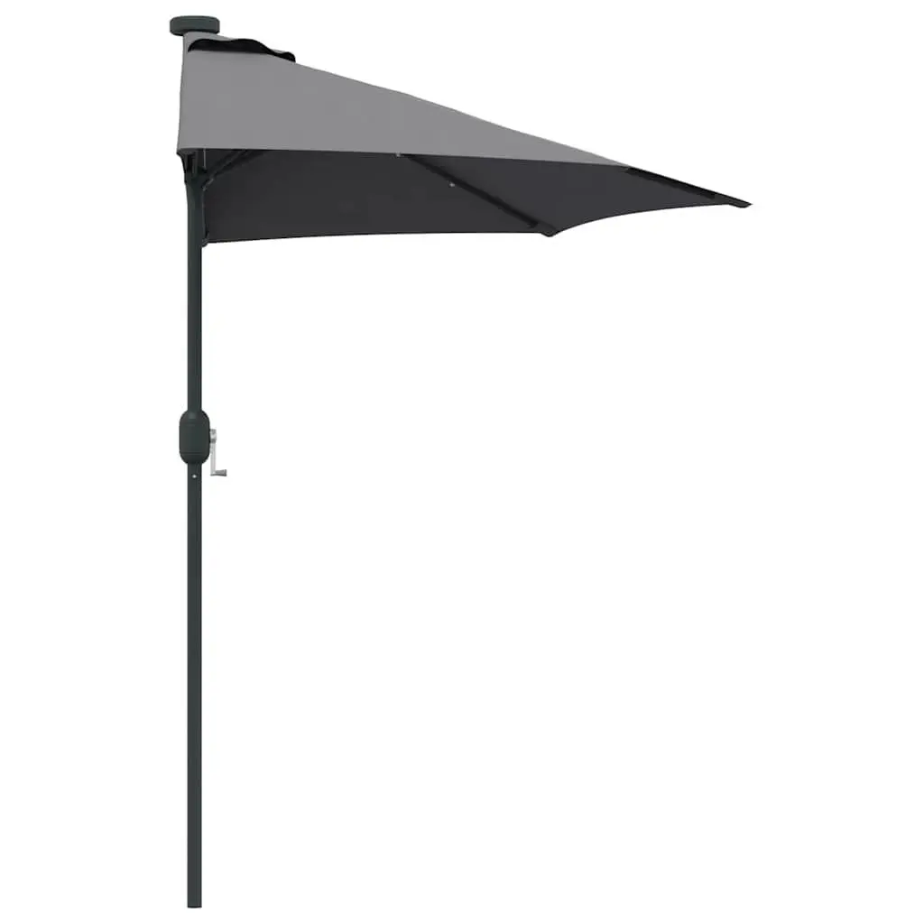 Garden Parasol Polyester Anthracite Large Outdoor Shade Umbrella with Solar LED Lights