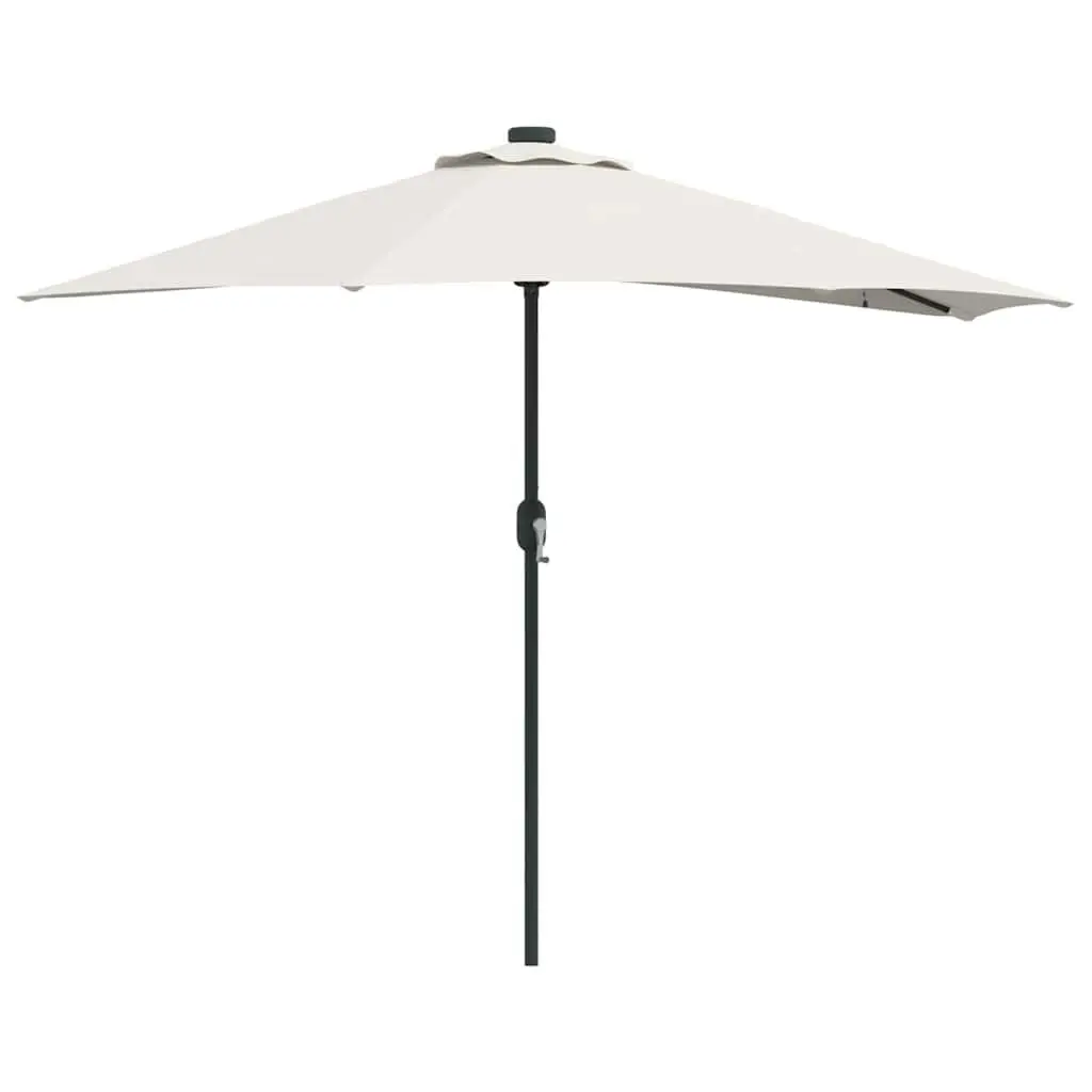 Garden Parasol Outdoor Umbrella with LED Lights Manual Crank 294x150x224cm Brown
