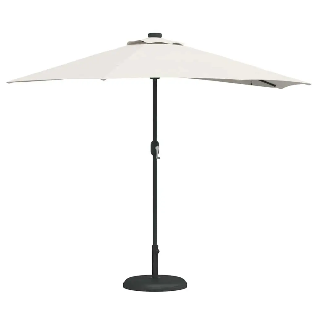 Garden Parasol Outdoor Umbrella with LED Lights Manual Crank 294x150x224cm Brown