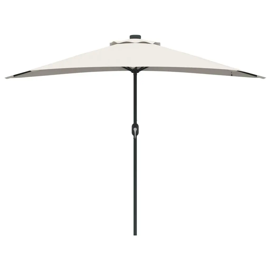 Garden Parasol Outdoor Umbrella with LED Lights Manual Crank 294x150x224cm Brown
