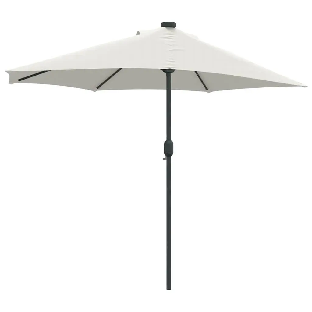 Garden Parasol Outdoor Umbrella with LED Lights Manual Crank 294x150x224cm Brown