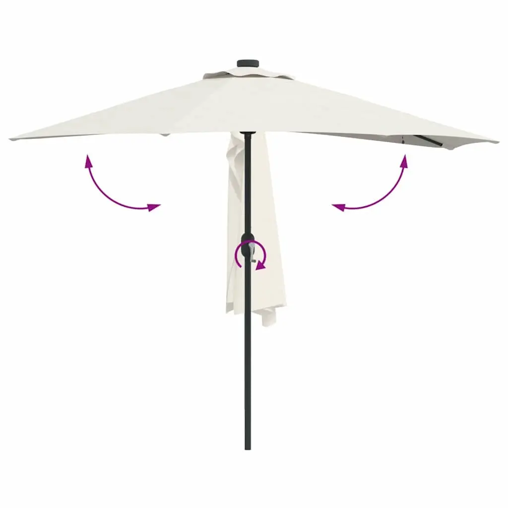 Garden Parasol Outdoor Umbrella with LED Lights Manual Crank 294x150x224cm Brown
