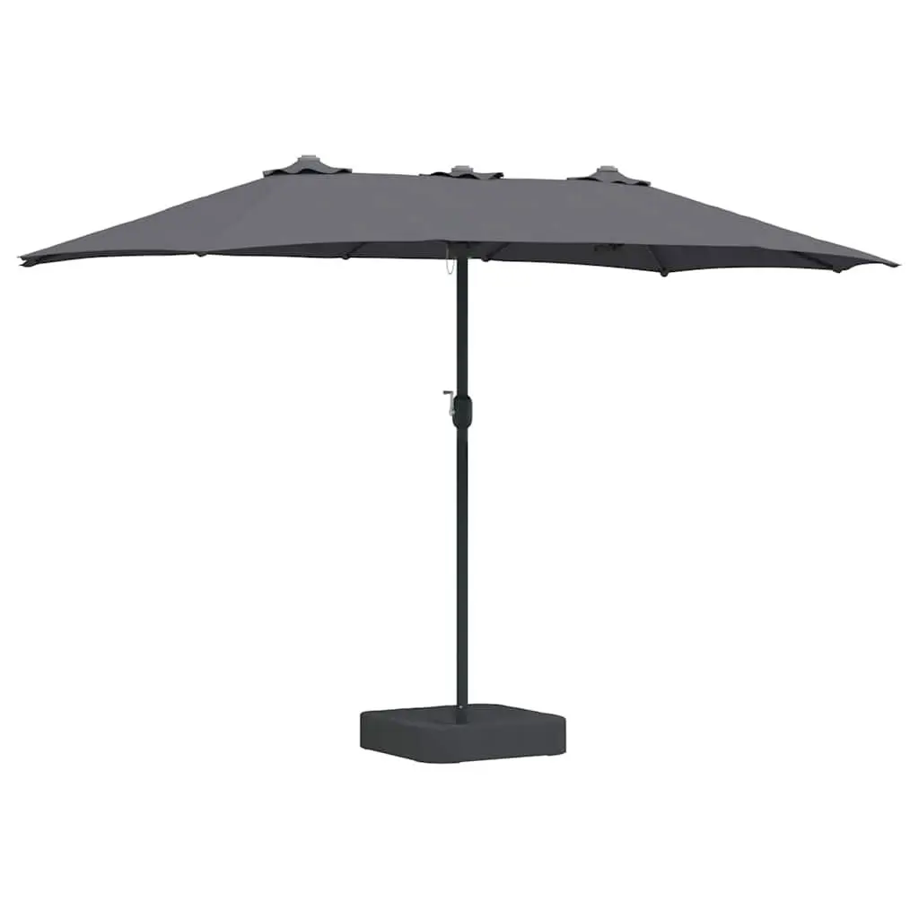 Garden Parasol Polyester Anthracite 385 x 209 x 244 cm Outdoor Umbrella Shade Canopy