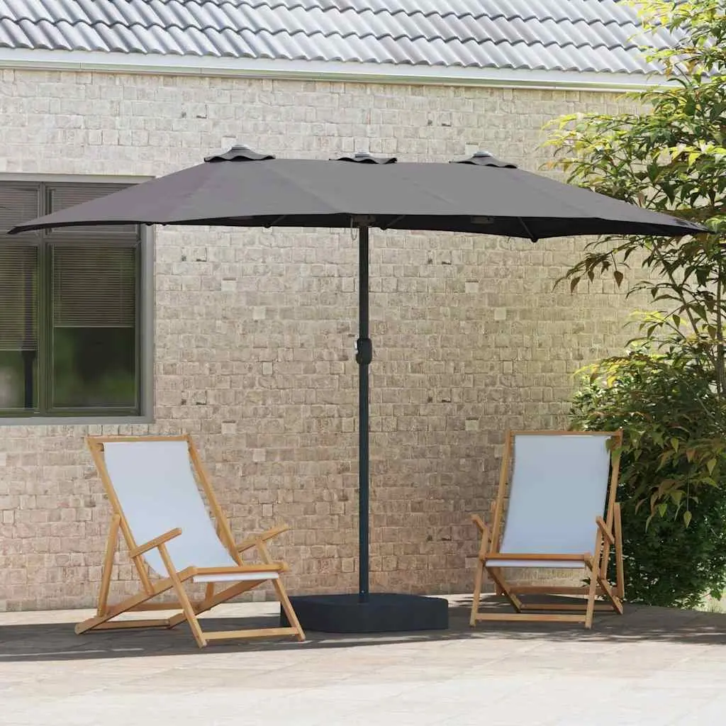 Garden Parasol Polyester Anthracite 385 x 209 x 244 cm Outdoor Umbrella Shade Canopy