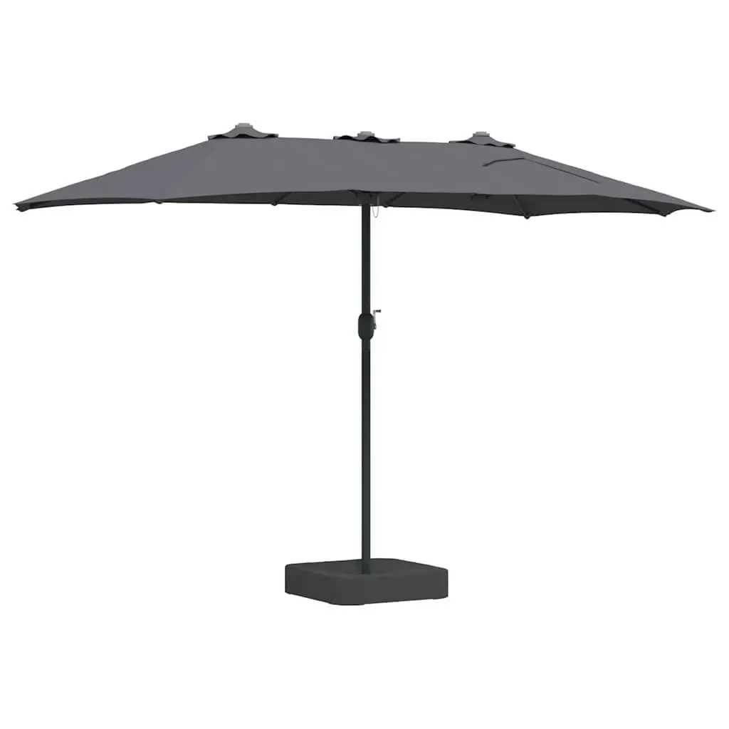 Garden Parasol Polyester Anthracite 385 x 209 x 244 cm Outdoor Umbrella Shade Canopy