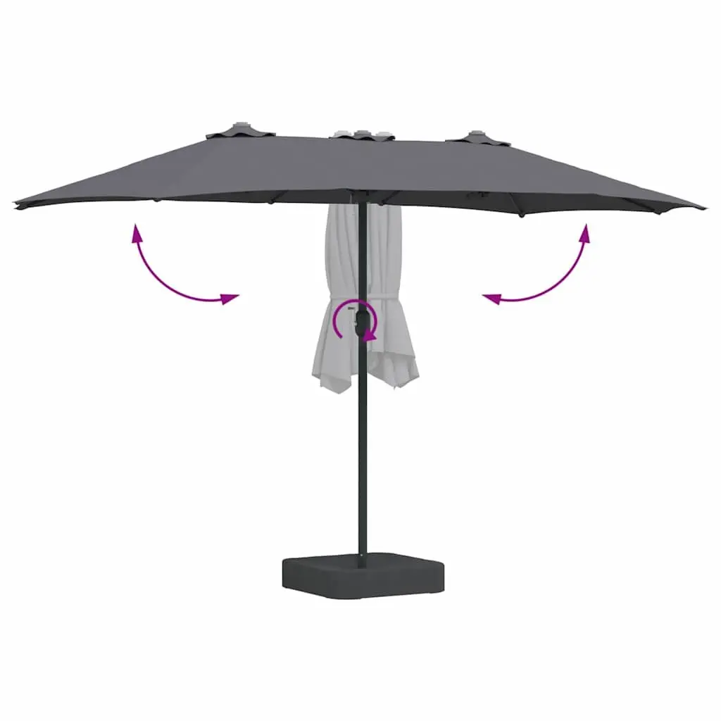 Garden Parasol Polyester Anthracite 385 x 209 x 244 cm Outdoor Umbrella Shade Canopy