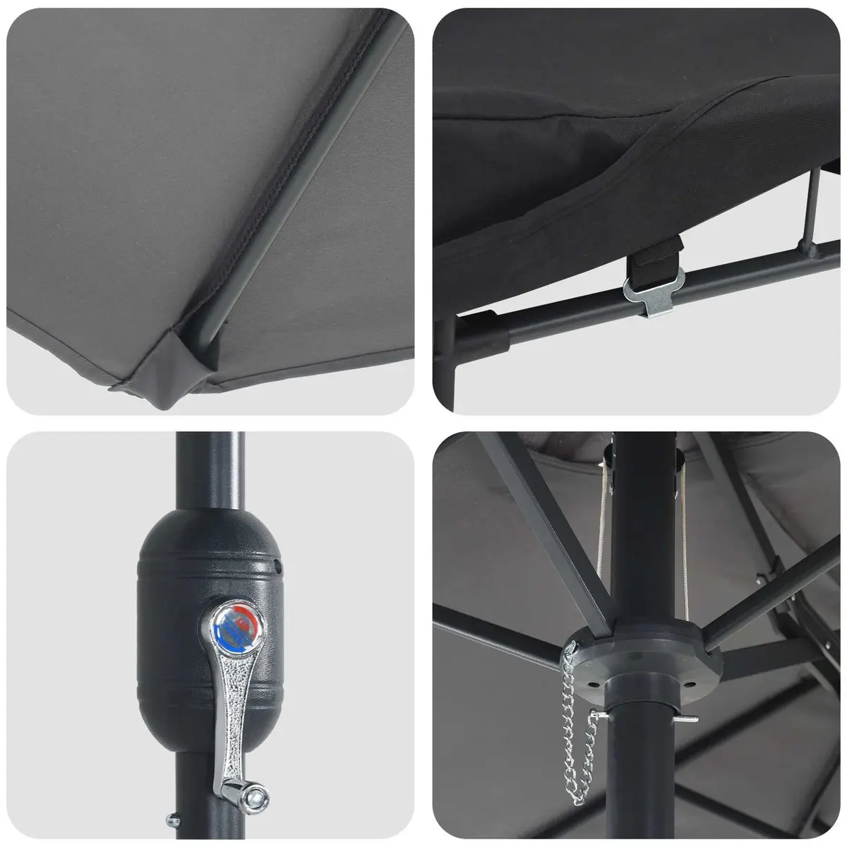Garden Parasol Powder-coated Steel Anthracite 385 x 209 x 244 cm UV-resistant Polyester Canopy