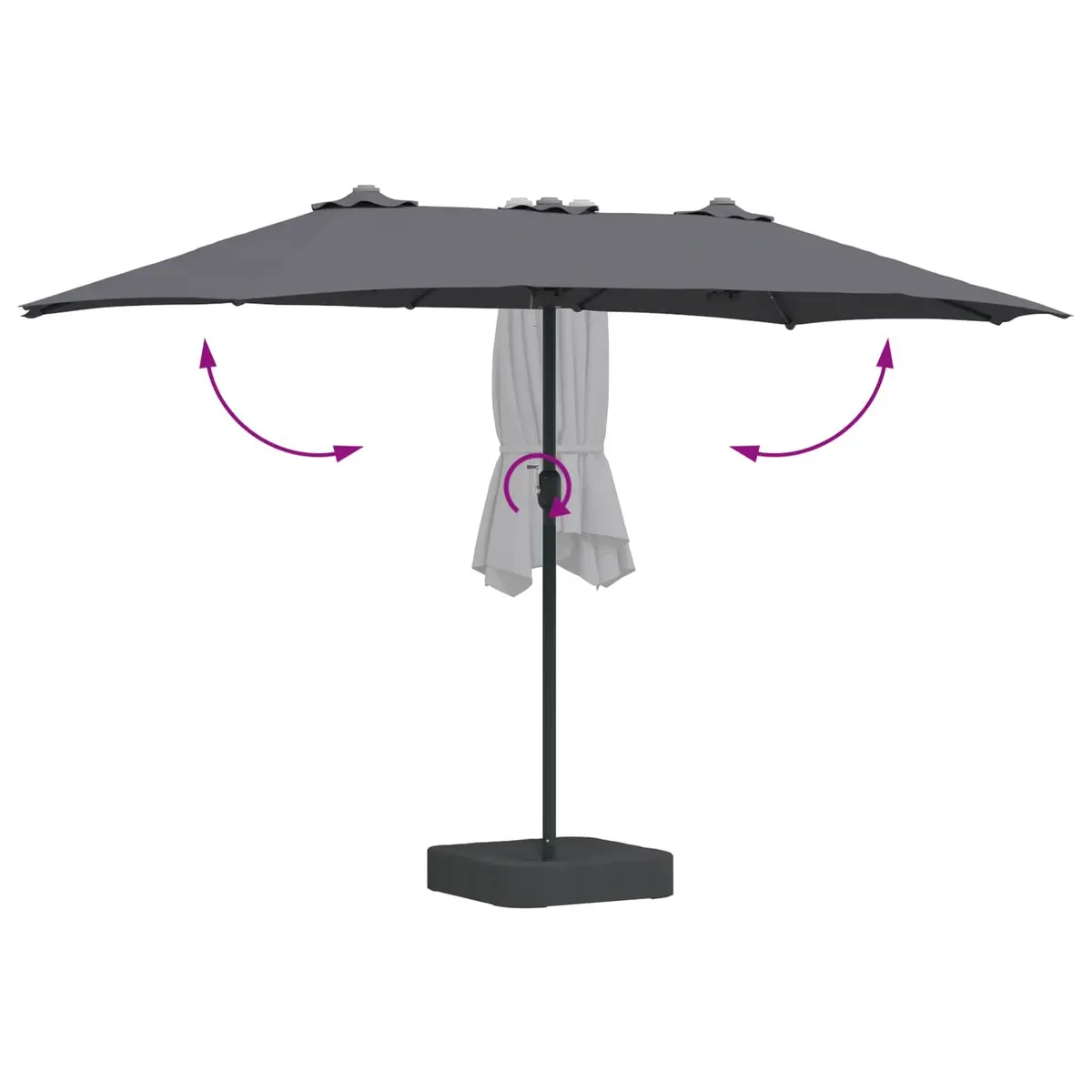 Garden Parasol Powder-coated Steel Anthracite 385 x 209 x 244 cm UV-resistant Polyester Canopy