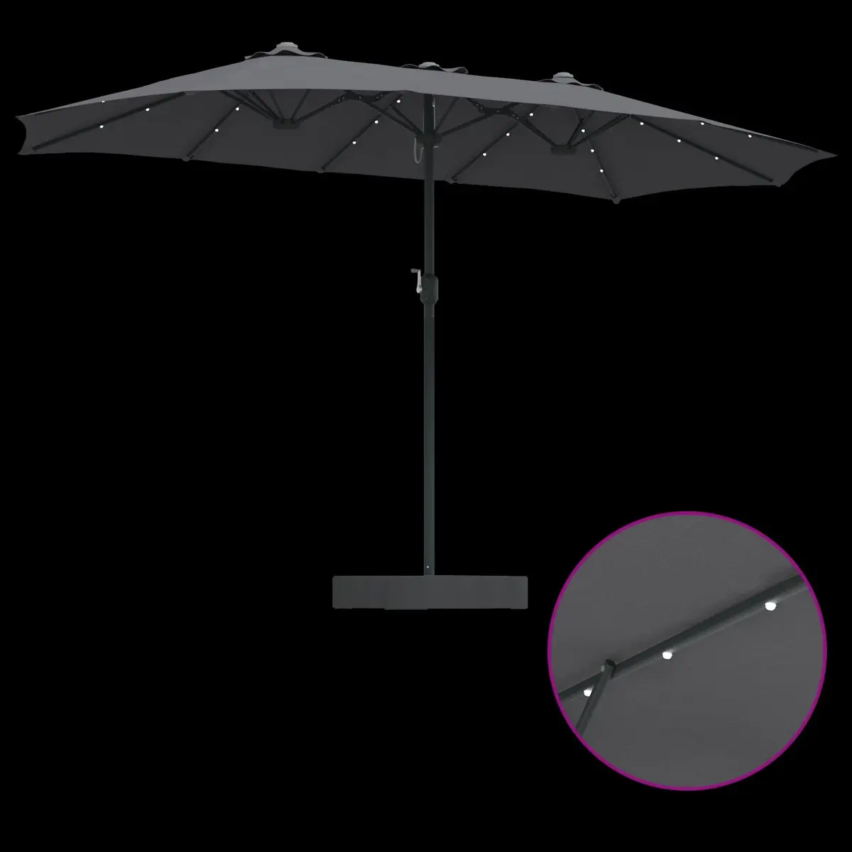 Garden Parasol Powder-coated Steel Anthracite 385 x 209 x 244 cm UV-resistant Polyester Canopy