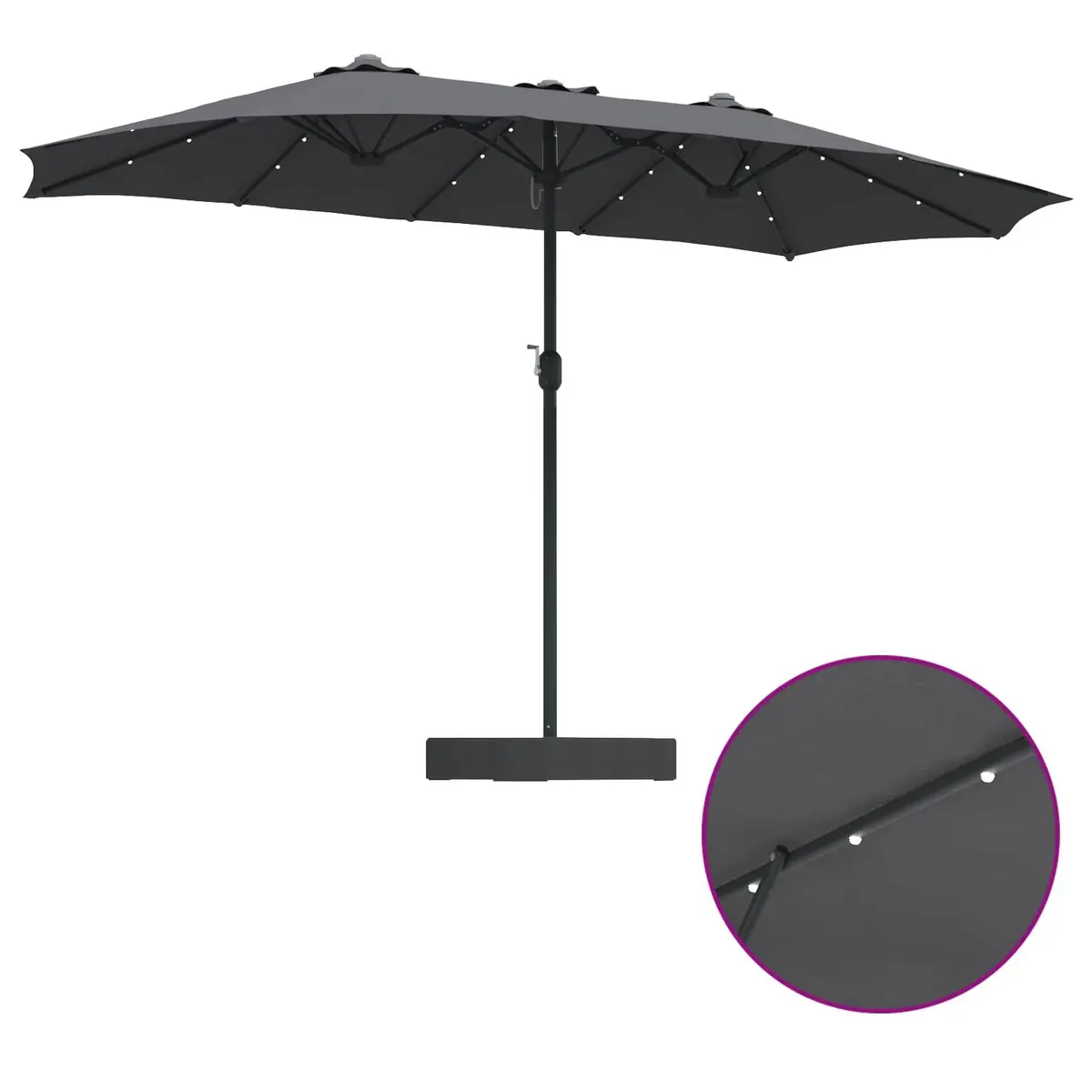 Garden Parasol Powder-coated Steel Anthracite 385 x 209 x 244 cm UV-resistant Polyester Canopy