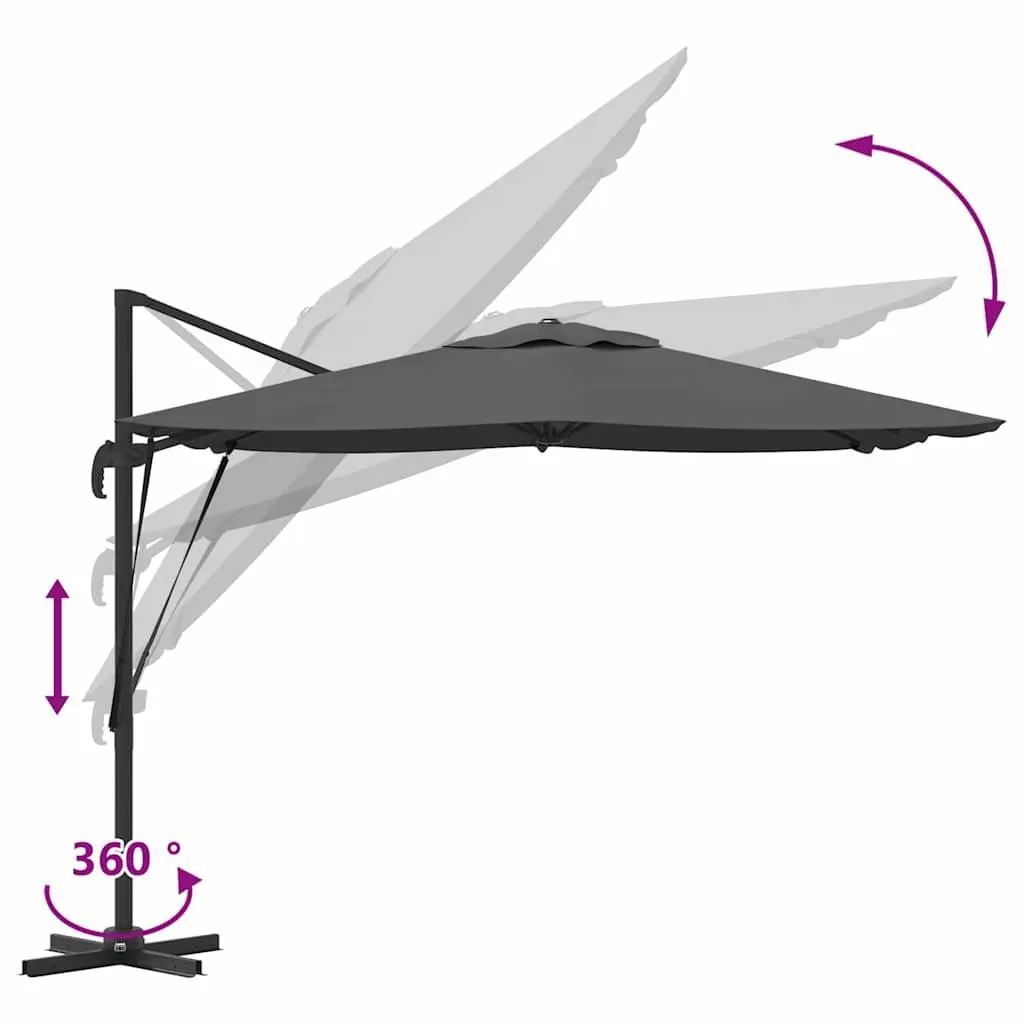 Cantilever Parasol Aluminium Polyester 286x284x265cm Anthracite Garden Patio Shade