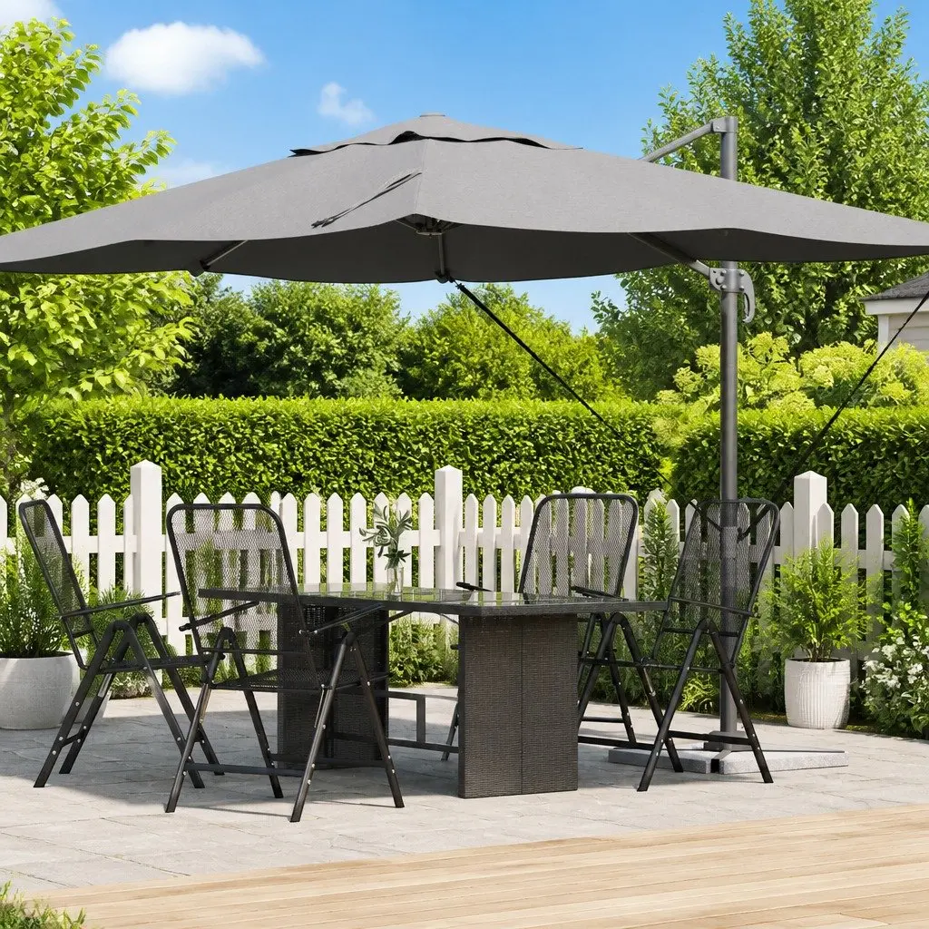 Cantilever Parasol Polyester 351x250x260cm Anthracite Garden Patio Outdoor Sunshade