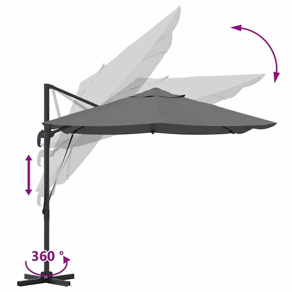 Cantilever Parasol Polyester 351x250x260cm Anthracite Garden Patio Outdoor Sunshade