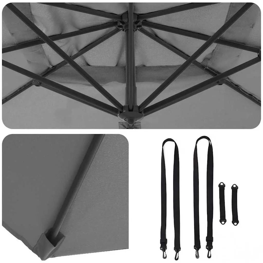 Cantilever Parasol Polyester 351x250x260cm Anthracite Garden Patio Outdoor Sunshade