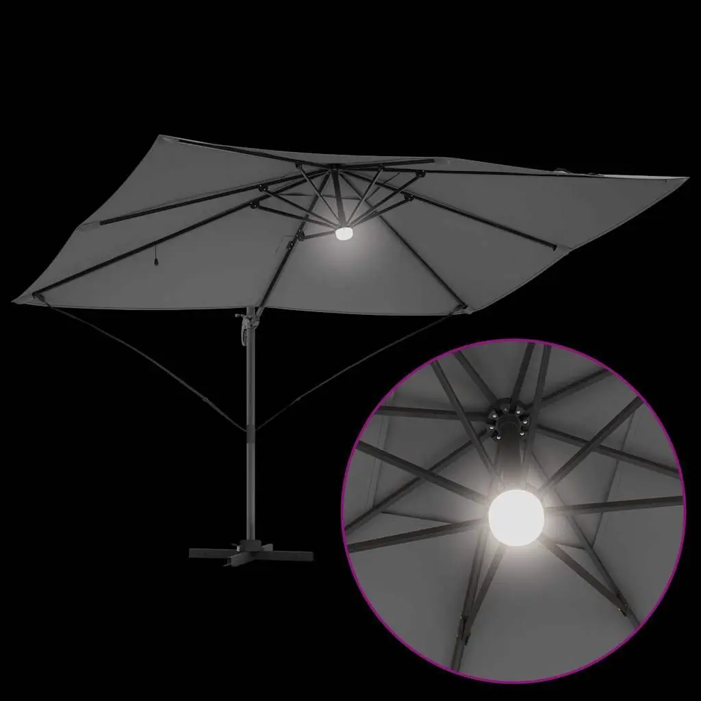 Cantilever Parasol Polyester 351x250x253cm Anthracite Outdoor Garden Shade Rotating