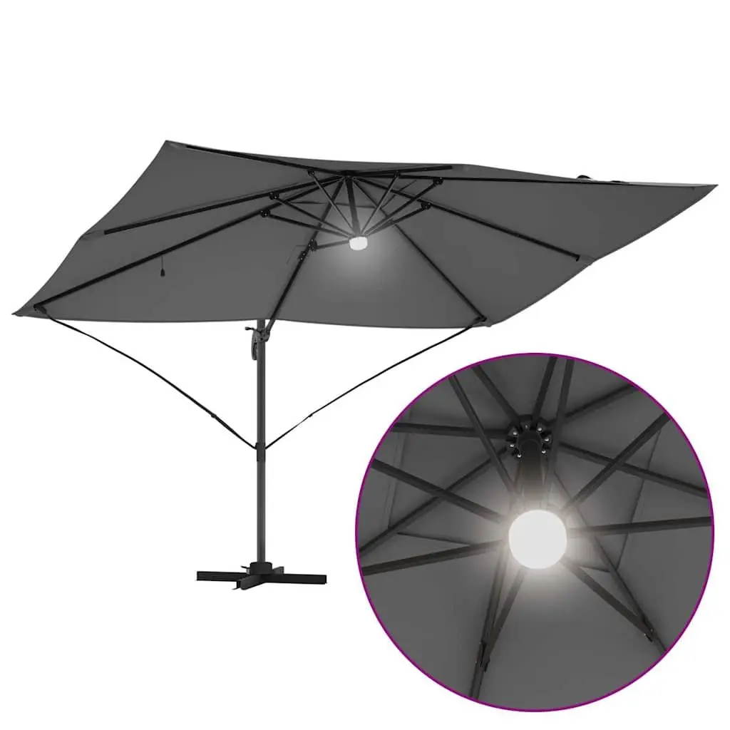 Cantilever Parasol Polyester 351x250x253cm Anthracite Outdoor Garden Shade Rotating