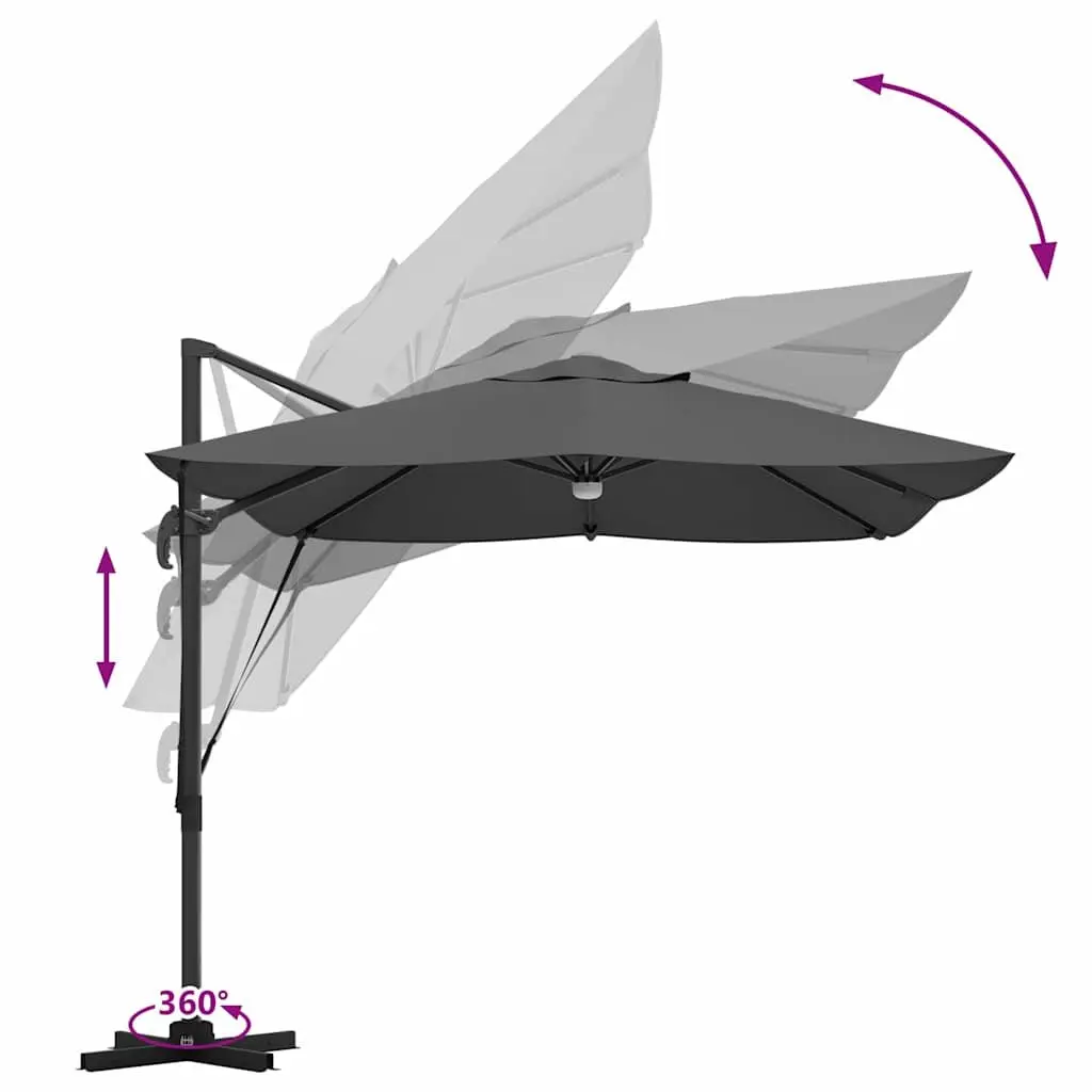 Cantilever Parasol Polyester 351x250x253cm Anthracite Outdoor Garden Shade Rotating