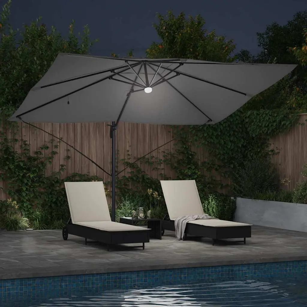 Cantilever Parasol Polyester 351x250x253cm Anthracite Outdoor Garden Shade Rotating