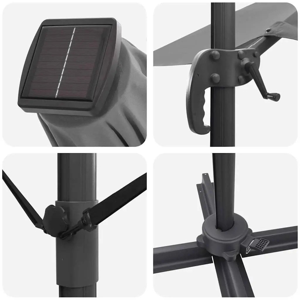 Cantilever Parasol Polyester 351x250x253cm Anthracite Outdoor Garden Shade Rotating