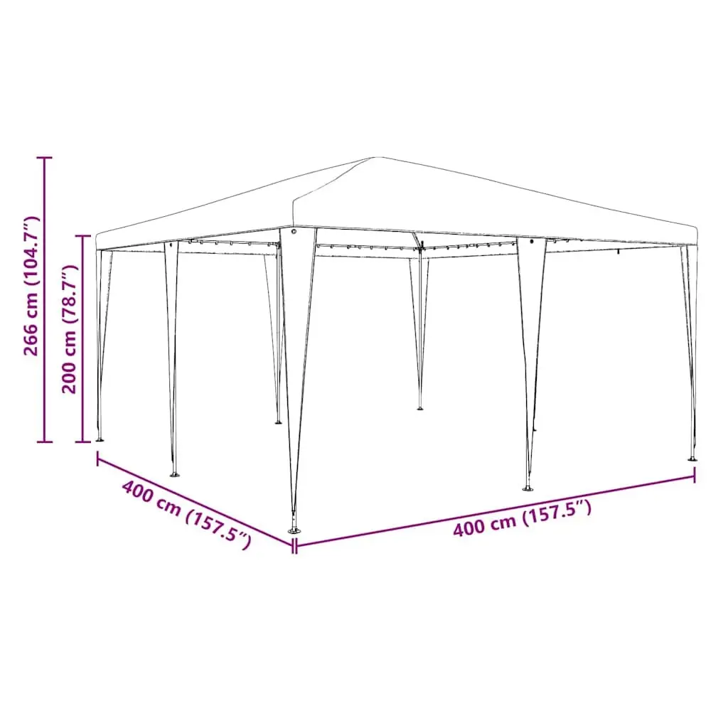 Party Tent Polyethylene and Steel Frame 400x400x266cm White
