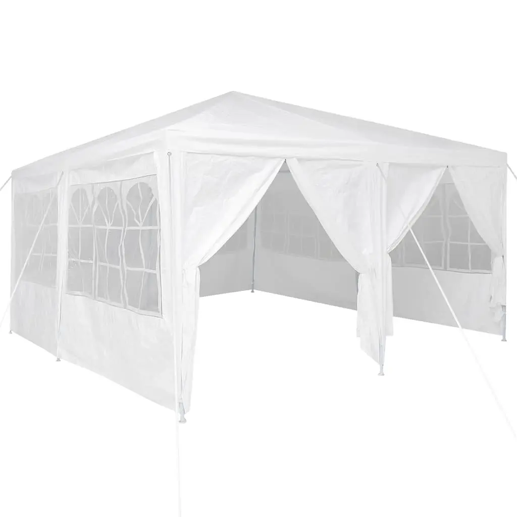 Party Tent Polyethylene 400x400x266cm White Outdoor Canopy Gazebo with Removable Sidewalls