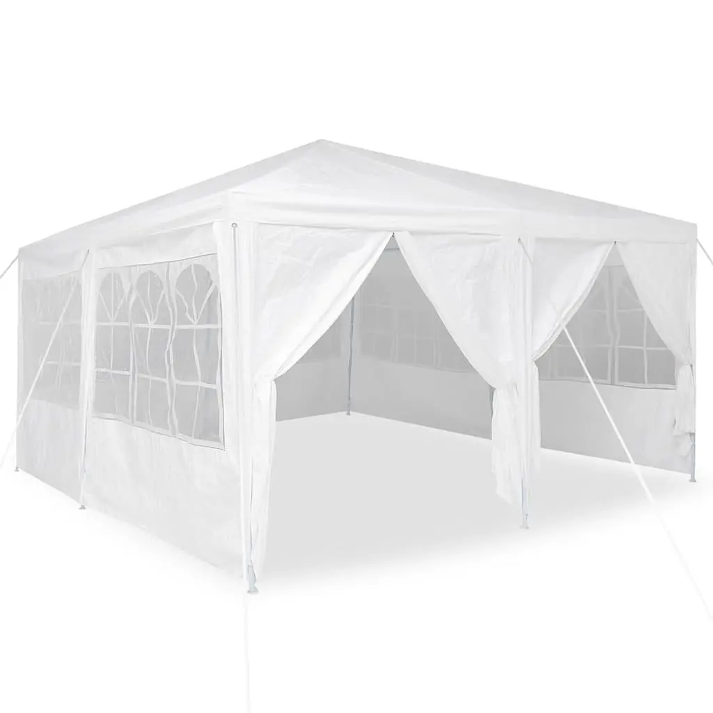 Party Tent Polyethylene 400x400x266cm White Outdoor Canopy Gazebo with Removable Sidewalls