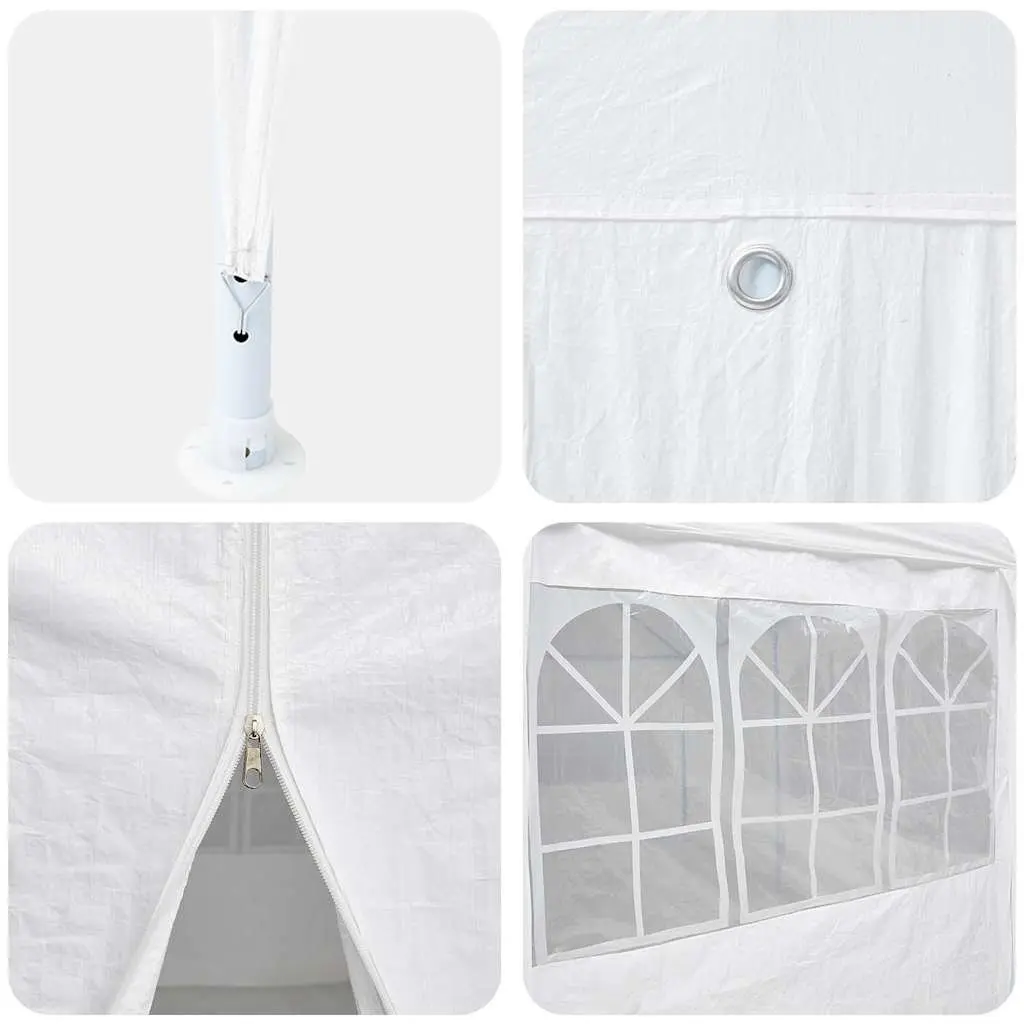 Party Tent Polyethylene 400x400x266cm White Outdoor Canopy Gazebo with Removable Sidewalls