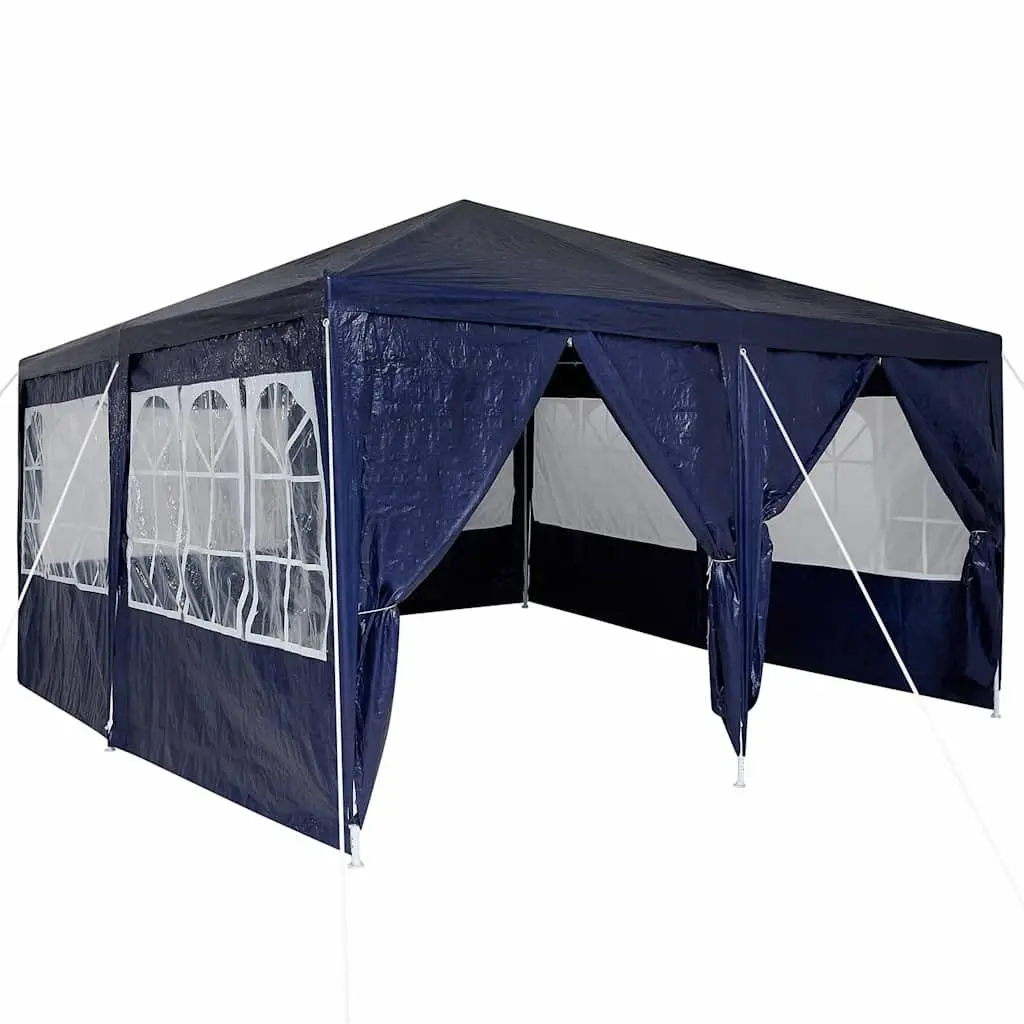 Outdoor Canopy Gazebo Blue 400x400x266cm with Removable Sidewalls Polyethylene Steel Frame