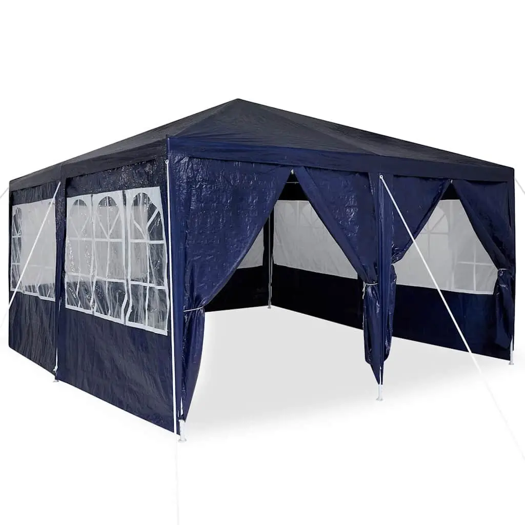 Outdoor Canopy Gazebo Blue 400x400x266cm with Removable Sidewalls Polyethylene Steel Frame