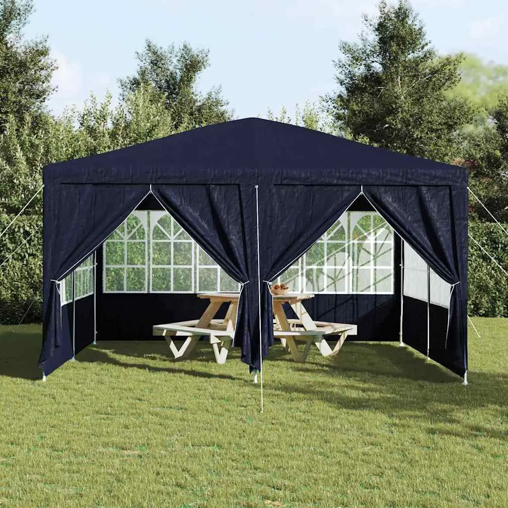 Outdoor Canopy Gazebo Blue 400x400x266cm with Removable Sidewalls Polyethylene Steel Frame