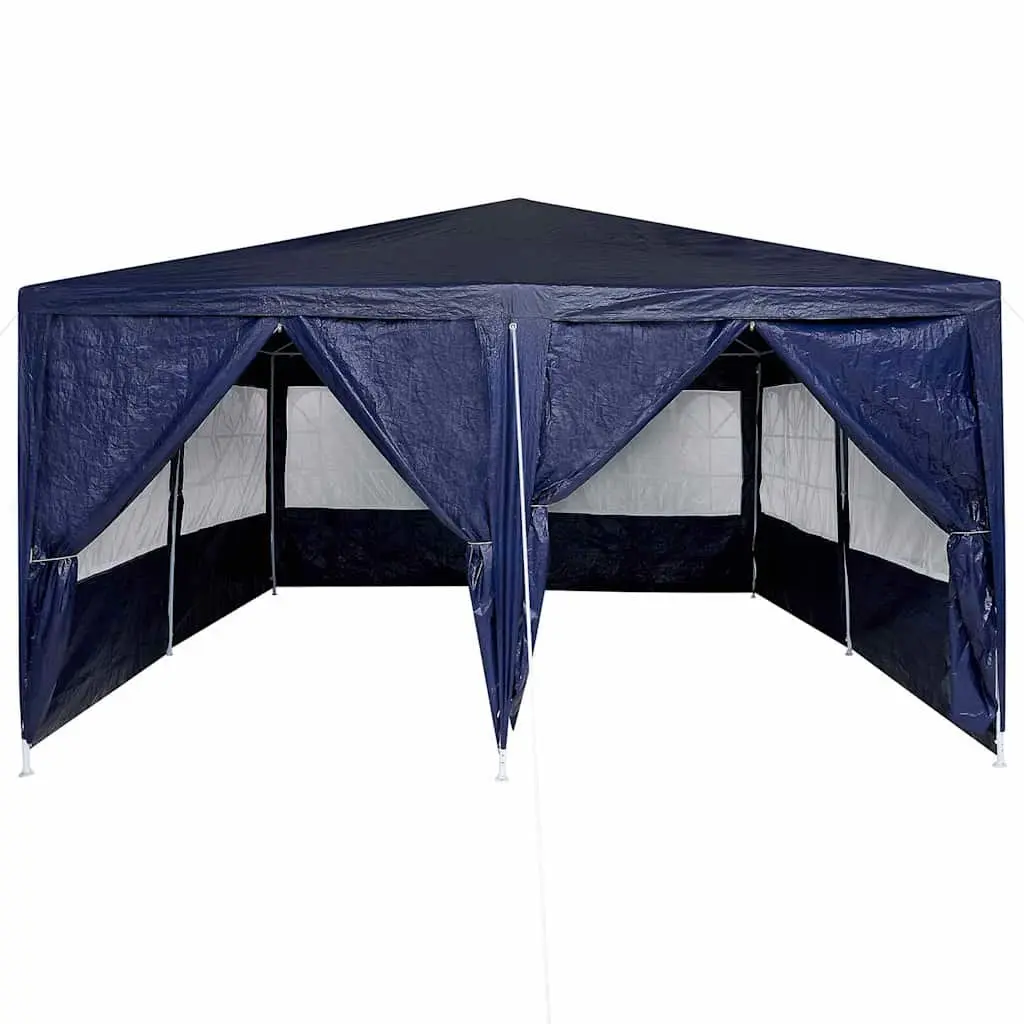 Outdoor Canopy Gazebo Blue 400x400x266cm with Removable Sidewalls Polyethylene Steel Frame