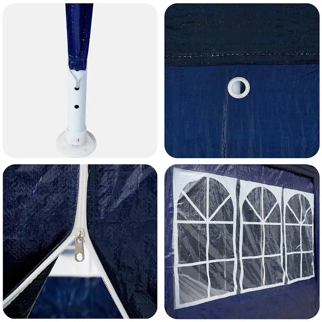 Outdoor Canopy Gazebo Blue 400x400x266cm with Removable Sidewalls Polyethylene Steel Frame