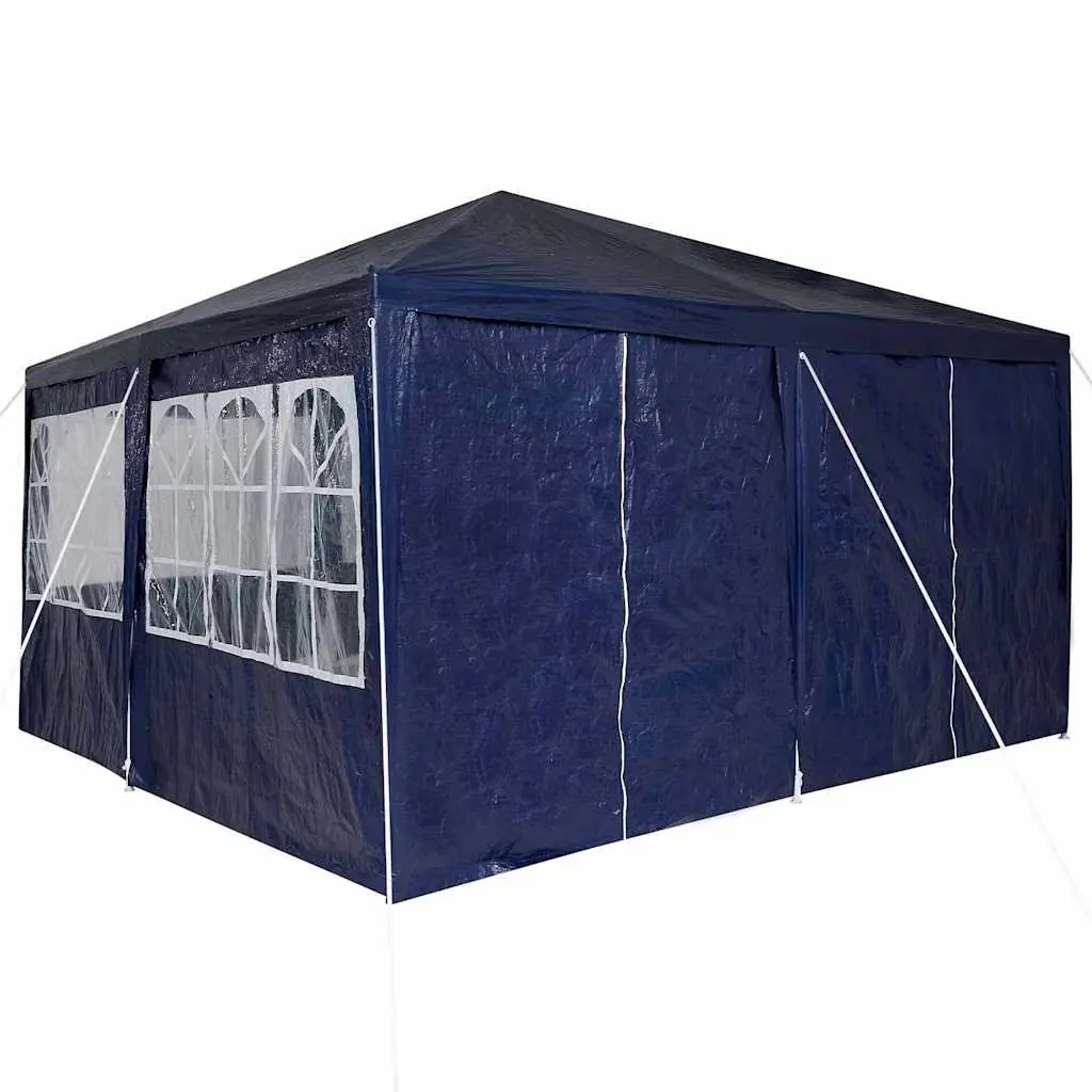 Outdoor Canopy Gazebo Blue 400x400x266cm with Removable Sidewalls Polyethylene Steel Frame