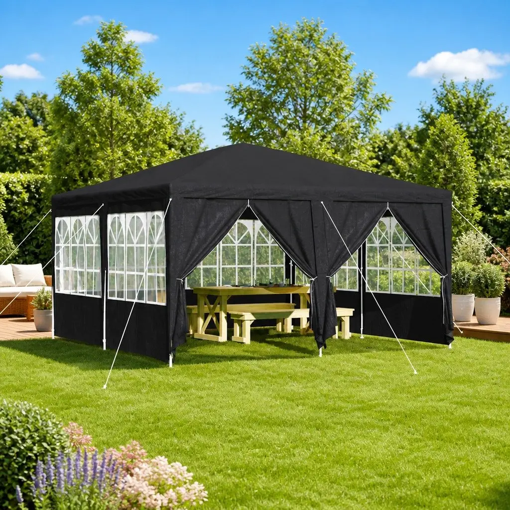 Party Tent Polyethylene Fabric 400x400x266cm Anthracite Outdoor Canopy Gazebo