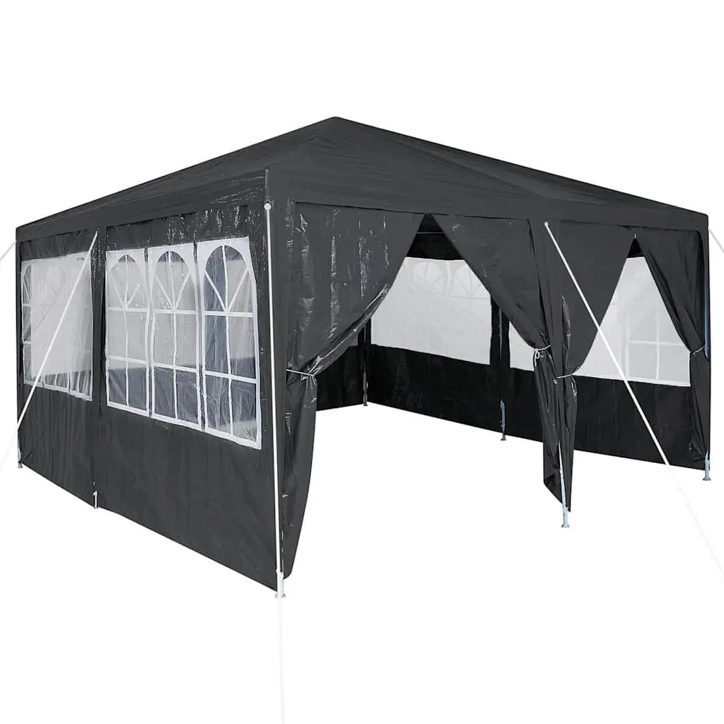 Party Tent Polyethylene Fabric 400x400x266cm Anthracite Outdoor Canopy Gazebo