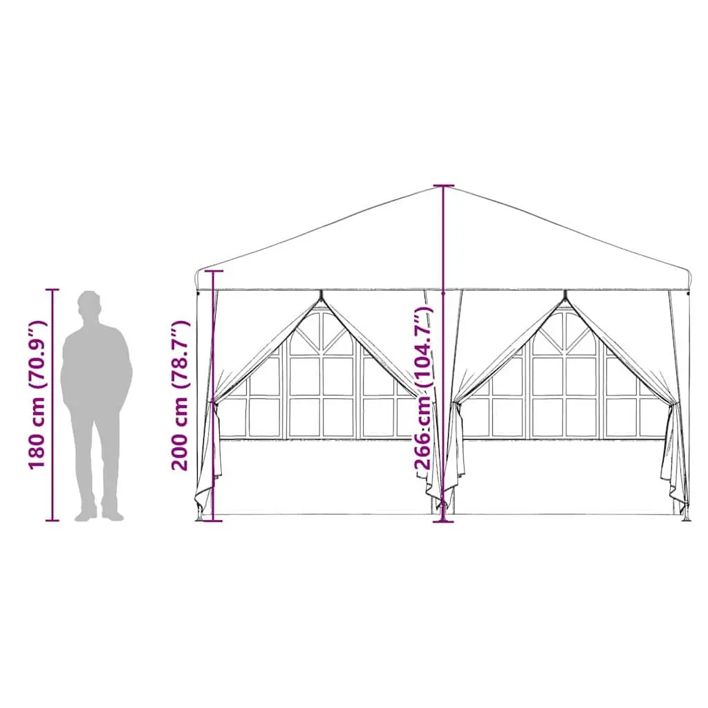 Party Tent Polyethylene Fabric 400x400x266cm Anthracite Outdoor Canopy Gazebo