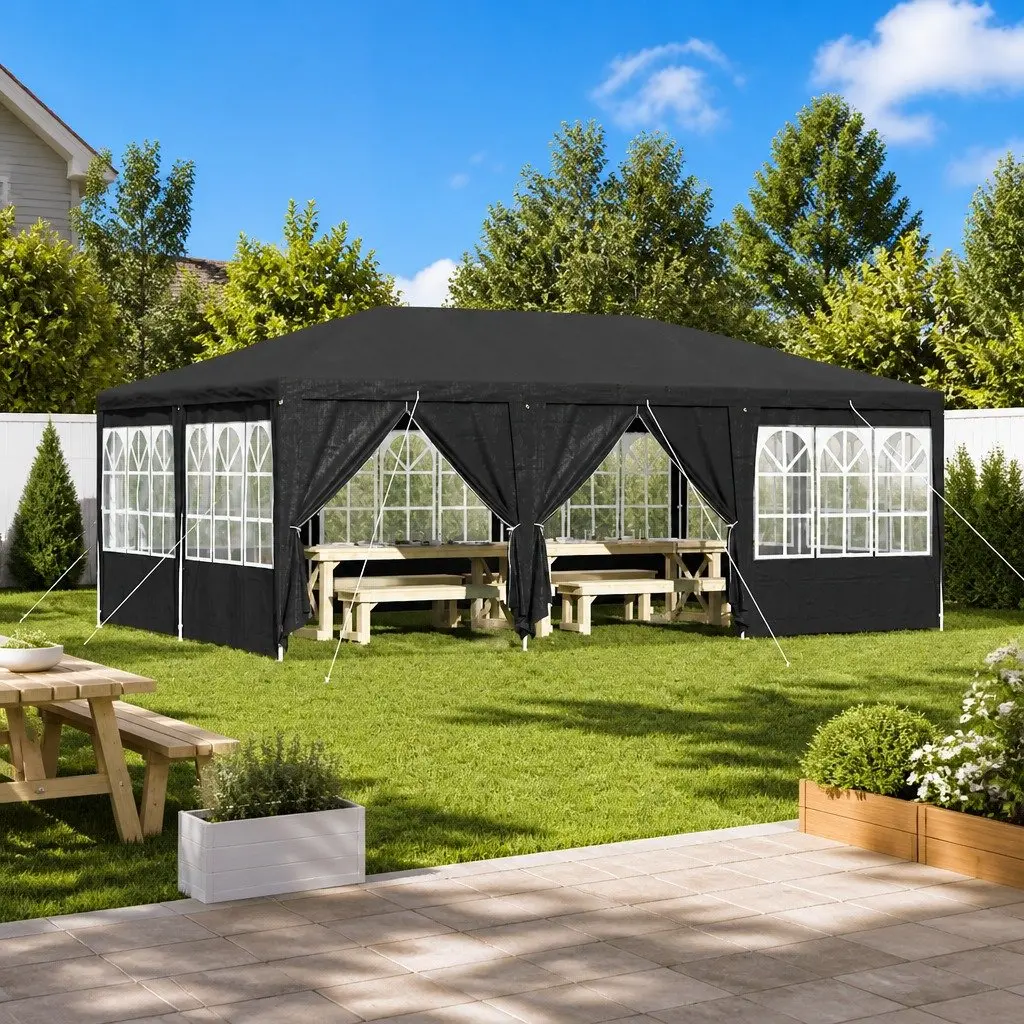 Party Tent Polyethylene 600 x 400 x 266 cm Anthracite Outdoor Canopy Gazebo Removable Sidewalls