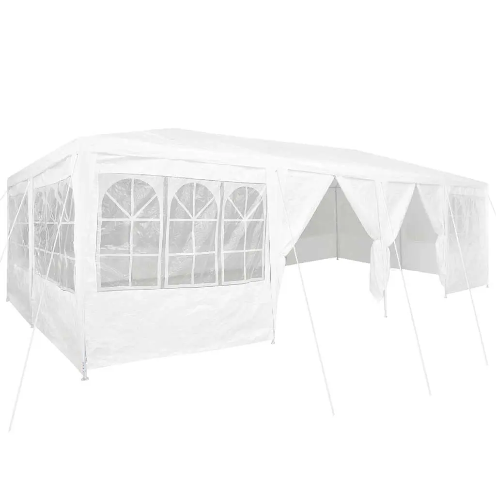 Party Tent White Polyethylene 800 x 400 x 266 cm Outdoor Gazebo Canopy with Removable Sidewalls