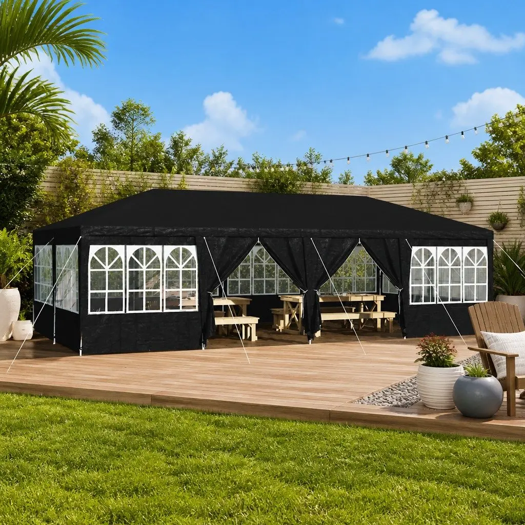 Outdoor Canopy Gazebo Polyethylene 800 x 400 x 266 cm Anthracite Durable Party Tent with Removable Sidewalls and Sturdy Steel Frame for Events