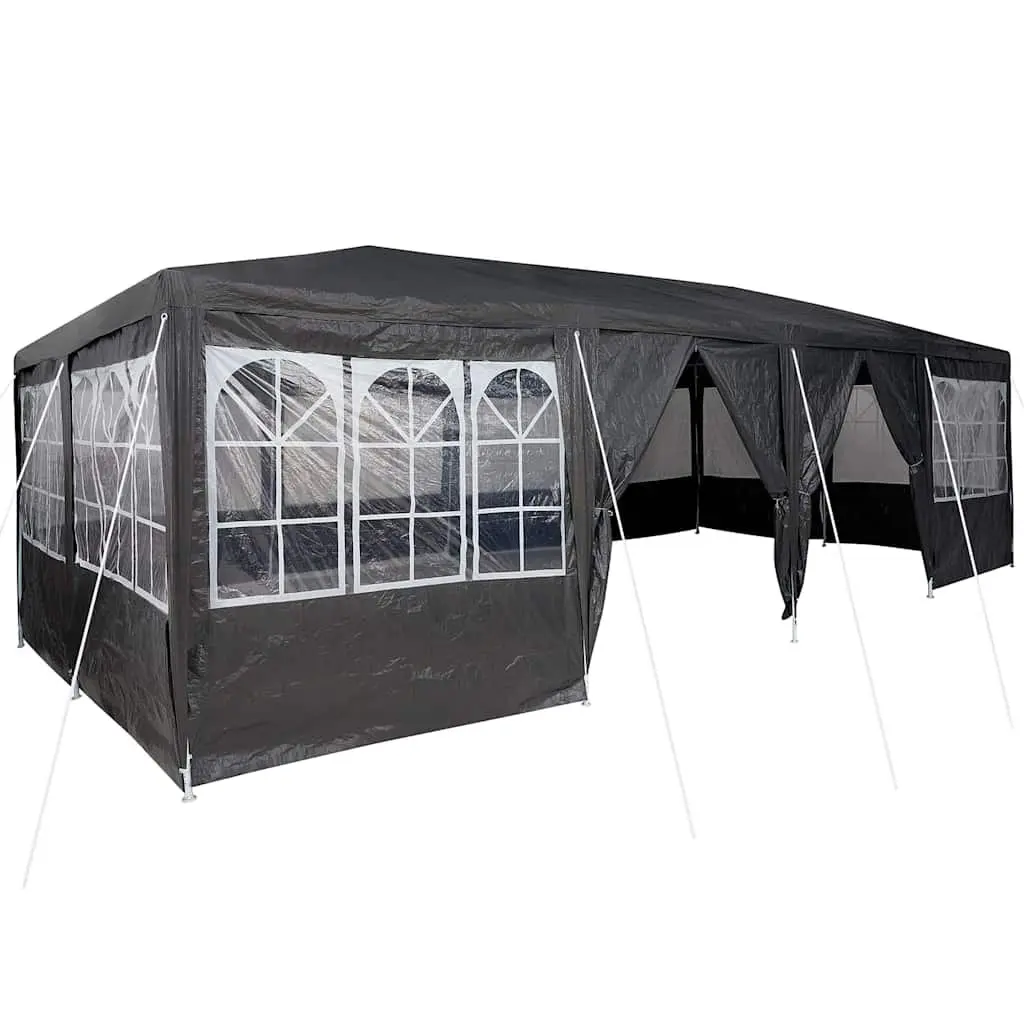 Outdoor Canopy Gazebo Polyethylene 800 x 400 x 266 cm Anthracite Durable Party Tent with Removable Sidewalls and Sturdy Steel Frame for Events