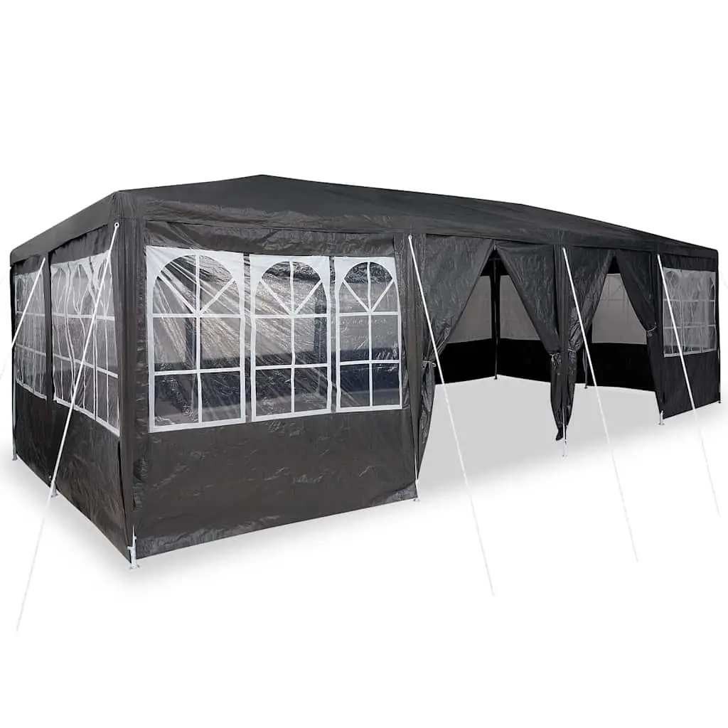 Outdoor Canopy Gazebo Polyethylene 800 x 400 x 266 cm Anthracite Durable Party Tent with Removable Sidewalls and Sturdy Steel Frame for Events