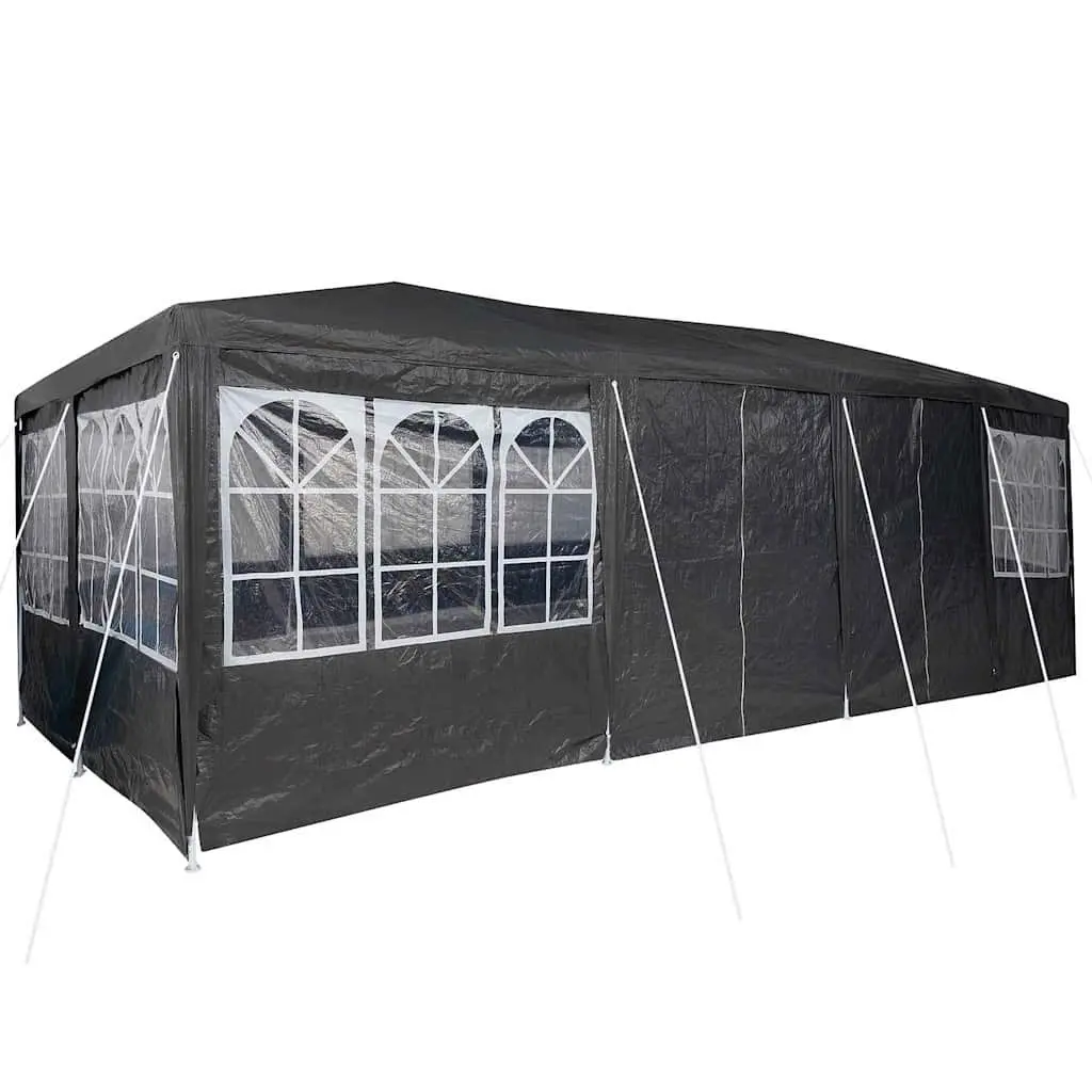 Outdoor Canopy Gazebo Polyethylene 800 x 400 x 266 cm Anthracite Durable Party Tent with Removable Sidewalls and Sturdy Steel Frame for Events