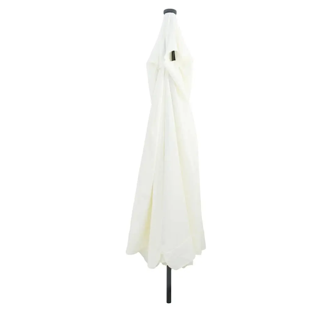 Garden Parasol Polyester Canopy 395cm Sand Anthracite Powder-coated Steel Frame with LED Lighting Crank Handle