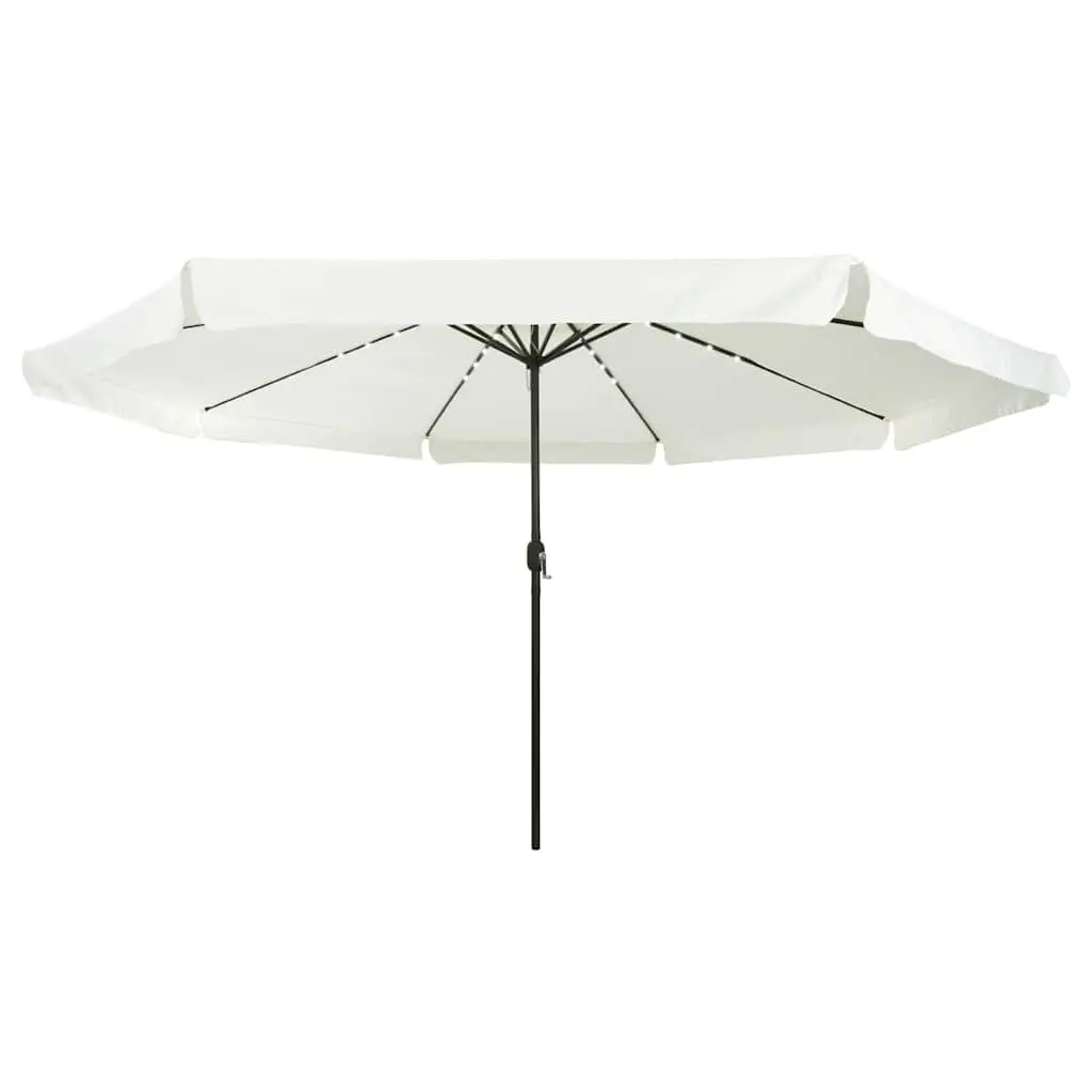 Garden Parasol Polyester Canopy 395cm Sand Anthracite Powder-coated Steel Frame with LED Lighting Crank Handle