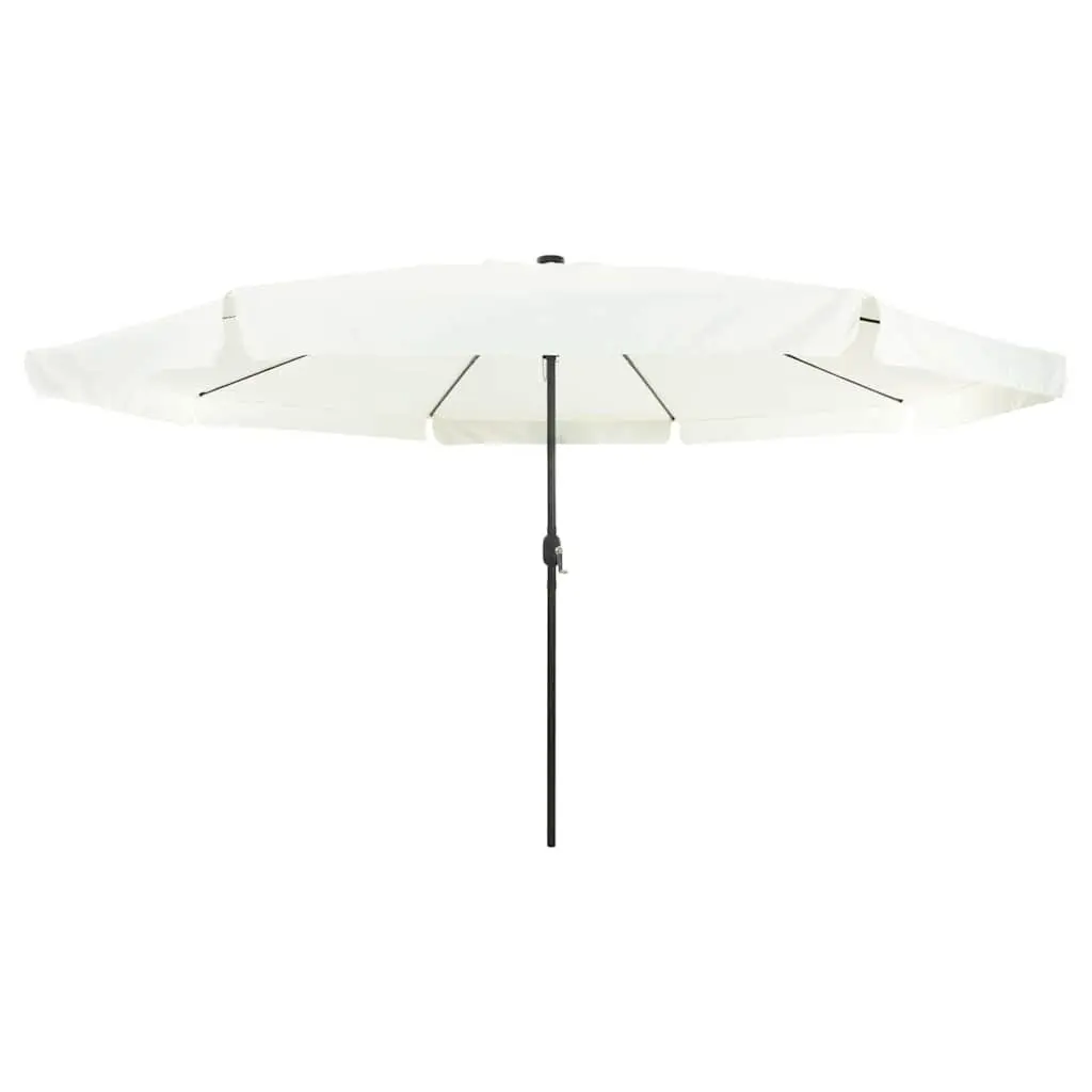 Garden Parasol Polyester Canopy 395cm Sand Anthracite Powder-coated Steel Frame with LED Lighting Crank Handle
