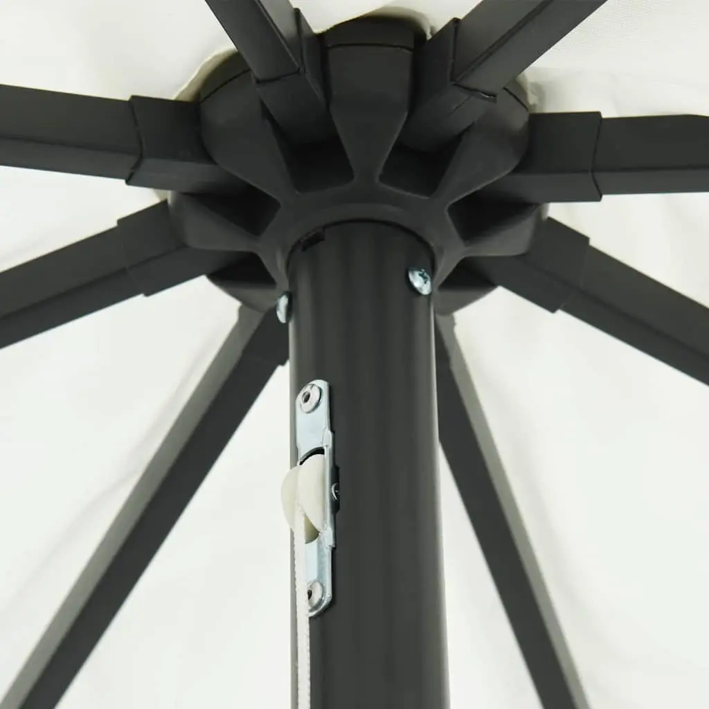 Garden Parasol Polyester Canopy 395cm Sand Anthracite Powder-coated Steel Frame with LED Lighting Crank Handle