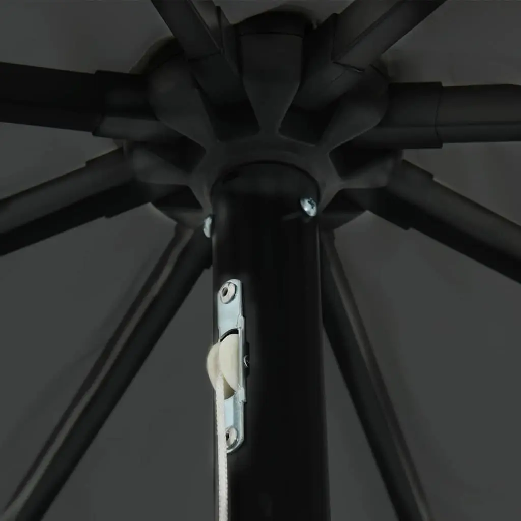Garden Parasol Polyester 395x395x245cm Anthracite with LED Lighting