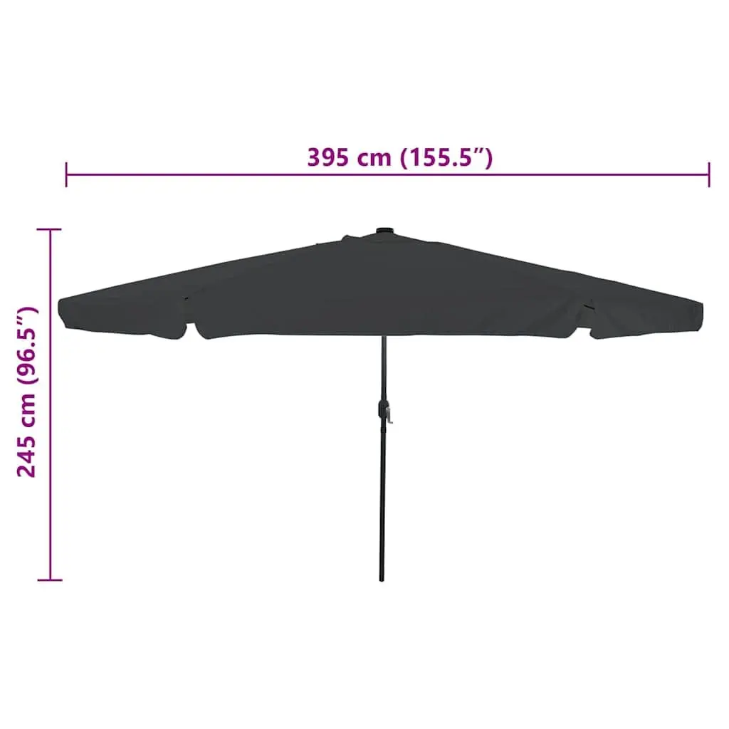 Garden Parasol Polyester 395x395x245cm Anthracite with LED Lighting