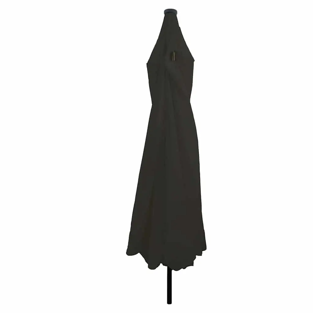 Outdoor Umbrella Square Canopy 395cm Black Polyester with LED Lighting and Crank Handle
