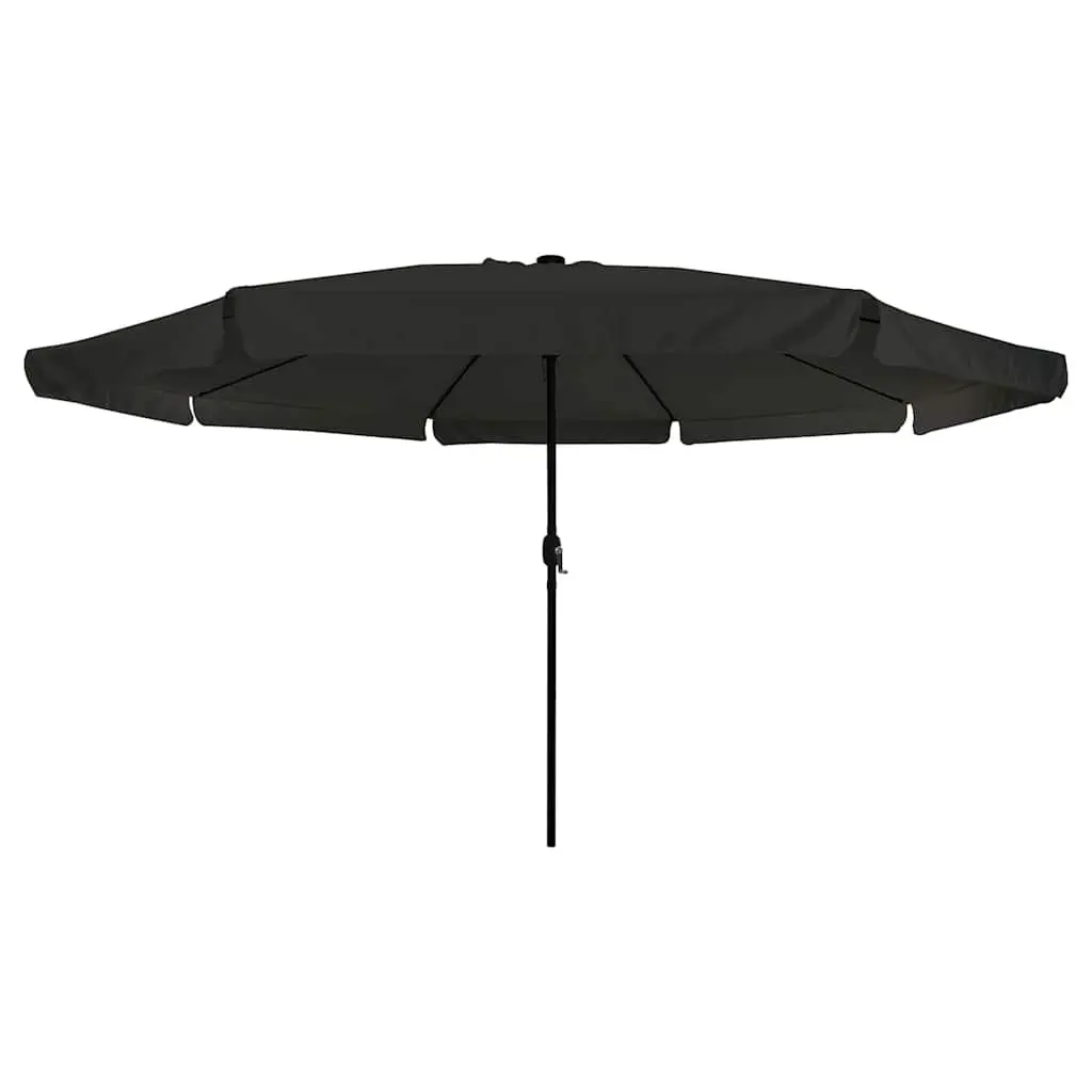 Outdoor Umbrella Square Canopy 395cm Black Polyester with LED Lighting and Crank Handle